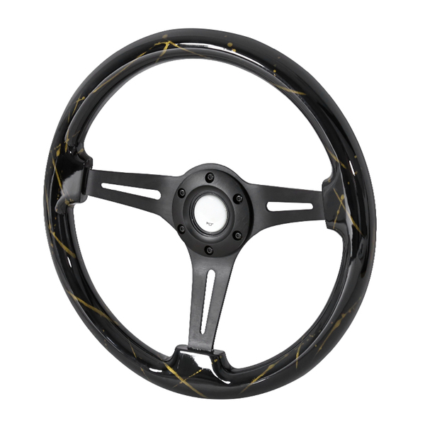 Spec-D Tuning 350Mm Steering Wheel With Graphic, SW-BK-BK-GDP SW-BK-BK-GDP